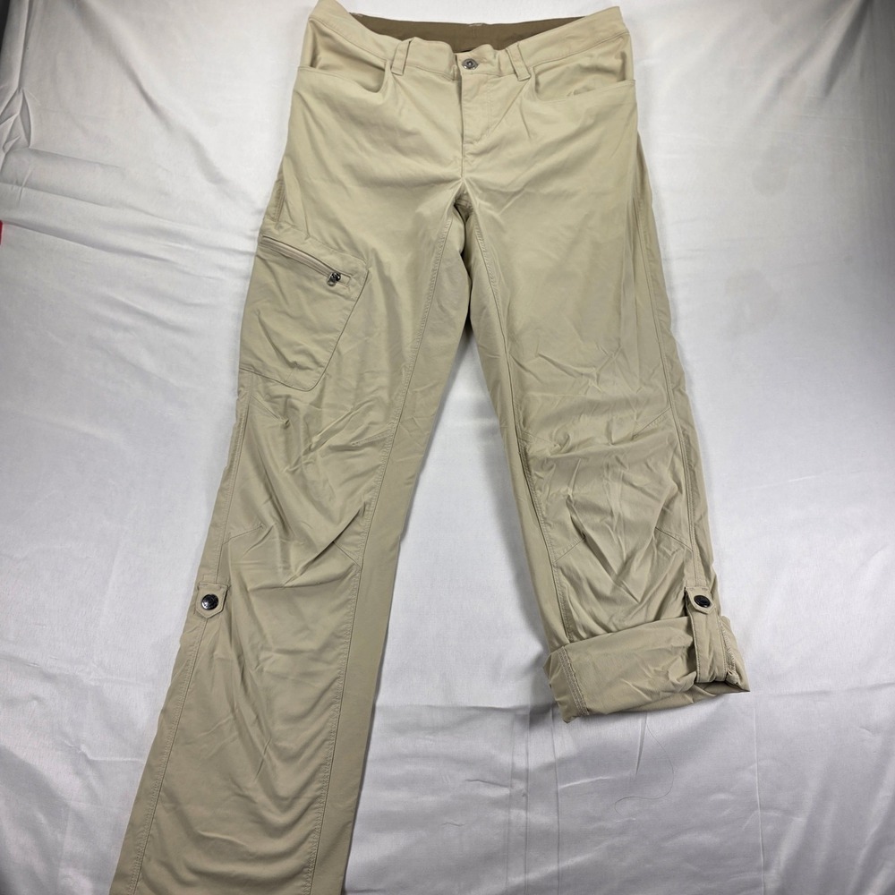 Patagonia Womens 4 Khaki Tan Roll Up Hiking Outdoor Cargo Pants Stretch